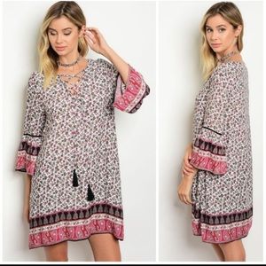 💥Last One💥 Border Tunic Dress With Tassel